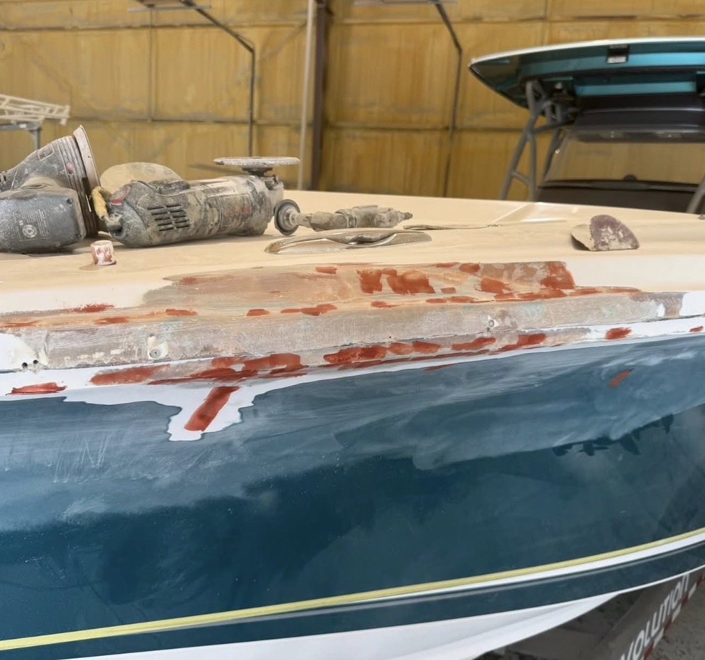 Repair preparation by GS Composites Marine Repairs